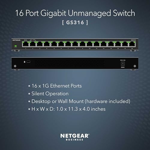 NETGEAR GS316 Unmanaged L2 Gigabit Ethernet (10/100/1000) Black - image 2
