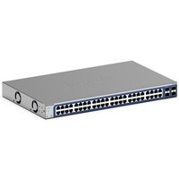 Black and grey NETGEAR GS748Tv6 Ethernet switch with 48 ports and LED indicators on the front panel.