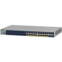 NETGEAR GS752TPP managed switch, gray with 48 Ethernet ports, PoE+ support, and blue accent panel.