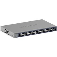 Gray NETGEAR GS752TXUP managed Ethernet switch with 48 ports and two cooling fans on the side.