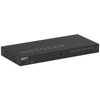Black NETGEAR M4250 Managed L2/L3 Gigabit Ethernet Switch with multiple ports and sleek rectangular design.