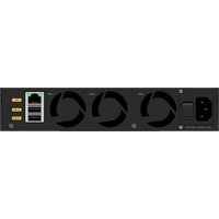 Black NETGEAR M4350-8X8F 1U managed switch with multiple Ethernet ports and cooling fans on the front panel.