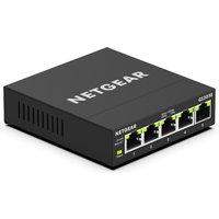 Black NETGEAR SOHO Managed L3 Gigabit Ethernet switch with five ports and LED indicators.