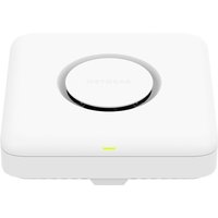 White NETGEAR WBE750 PoE device with rounded edges and central circular design, featuring a small LED indicator.