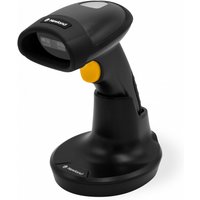 Black Newland HR15 Wahoo handheld 1D CCD barcode reader with yellow trigger and curved ergonomic design.