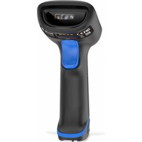 Black Newland HR22 Dorada II 2D CMOS handheld barcode reader with blue accents and ergonomic grip.