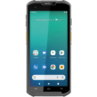 Rugged Newland MT93 handheld device with 5.5-inch screen, gray casing, and yellow side buttons.