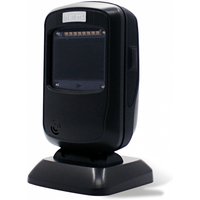 Black Newland NLS-FR4080-20 barcode reader with a rectangular scanning window on a sturdy base.
