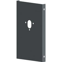Black rectangular wall mount plate with central hole and side screw holes for compact charger installation.