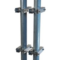 Metal sign post clamp kit with four silver brackets, designed for 60 mm poles, by Next Green.