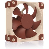 Beige Noctua NF-A8 PWM computer case fan with brown blades and anti-vibration pads, 8 cm size.