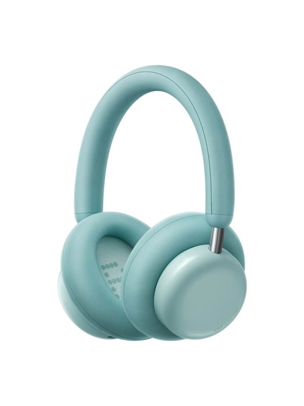 Light green wireless headset with a sleek design, featuring cushioned ear cups, a flexible headband, and metallic accents, suitable for calls, music, and sports.