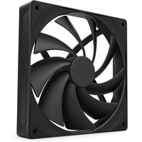 Black NZXT F140Q computer case fan, 14 cm, with sleek design and nine curved blades in a square frame.