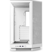 White NZXT H6 Flow Midi Tower with mesh front panel, side ventilation, and USB ports on the bottom front edge.