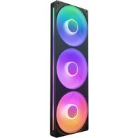 Black NZXT computer case fan, 36 cm, with three RGB LED illuminated circular fans.