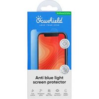 Ocushield anti-glare screen protector for iPhone 12 in blue packaging with phone image and anti-blue light text.