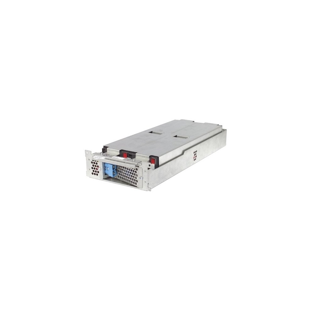 Silver metal enclosure with a rectangular shape, featuring ventilation holes, red and black buttons, and blue connectors at the front, labeled as "OEM Ery Crridge RC43 OEM."