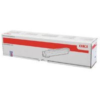White OKI printer drum box with red accents and product image on the side.