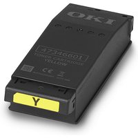 Black OKI toner cartridge with yellow label, model 09006129, rectangular shape with rounded edges.