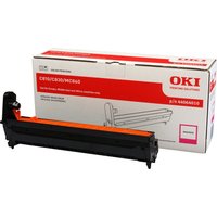 Black and orange OKI printer drum with white and red packaging, model 44064010.
