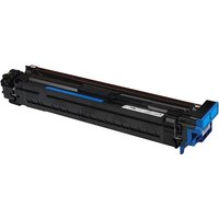 Black and blue OKI 45103721 cyan drum kit for printers, rectangular shape with visible connectors and labels.