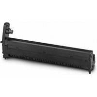 Black OKI 46484108 printer drum with rectangular shape and textured surface, featuring connection points on one side.