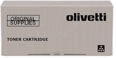 Brown cardboard box with "Olivetti" logo, labeled "TONER CARTRIDGE" and "ORIGINAL SUPPLIES," designed for the Olivetti B1217 toner kit, suitable for D-Color MF 3 printers.