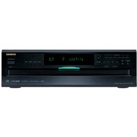 Black Onkyo DXC390B CD player with digital display, control buttons, and disc tray on front panel