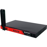Black and red Opengear network device with dual antennas, multiple RJ-45 ports, and labeled "Opengear" on the front.