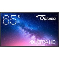 Optoma 5653RK interactive whiteboard, 65" 4K UHD display, black frame, galaxy-themed screen background.