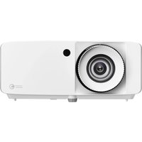 White Optoma UHZ66 projector with large lens, sleek rectangular design, and Optoma logo on the front.