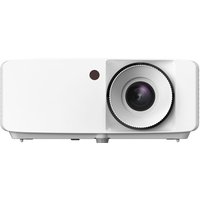 White Optoma ZH400 projector with large lens, 4000 ANSI lumens, DLP 1080p resolution, sleek rectangular design.