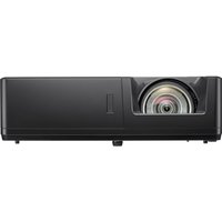 Black Optoma ZU607TST short throw projector with large lens, 6000 ANSI lumens, DLP WUXGA 1920x1200 resolution.