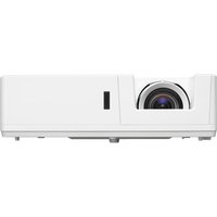 White Optoma ZU707T projector with visible lens, rectangular shape, and smooth surface.