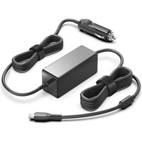 Black Origin Storage 100W USB C car charger with rectangular adapter, coiled cable, and USB-C connector.