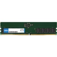Green Origin Storage 16GB DDR5 UDIMM with black memory chips and a blue label on the side.