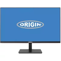 Origin Storage 24-inch LED monitor, slim black bezel, blue screen with logo, height adjustable stand