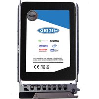Black and silver Origin Storage 6.4TB 2.5" SSD with blue label and visible connectors.