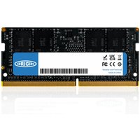 Black Origin Storage 8GB DDR4 SODIMM with blue label, gold connector, and visible chip modules.