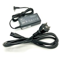Black Origin Storage 65W power adapter with EU plug, rectangular shape, and attached cable with angled connector.