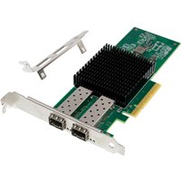 Green PCIe card with dual 10GbE ports, black heatsink, and metal bracket, Origin Storage Broadcom 82599 based NIC.