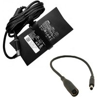 Black Origin Storage Dell 130W AC adapter with 4.5mm connector and UK power cable, compact rectangular design.