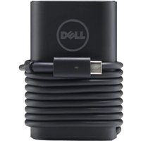 Black Dell 130W USB-C AC adapter with coiled cable and EU plug, featuring Dell logo on the front.