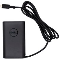 Black Dell 65W USB-C AC adapter with SA plug, featuring a compact rectangular design and attached long black cable.