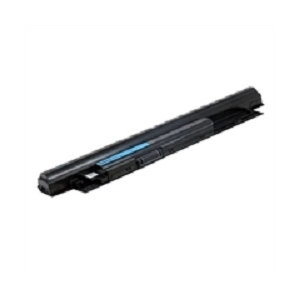 Black Dell battery with a sleek design, featuring four cells and a capacity of 62WHR, ideal for compatible Dell laptops.