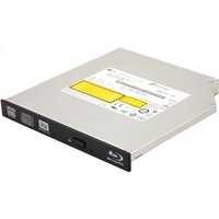 Black Origin Storage Slimline SATA DVD+/- RW Drive with front loading tray and eject button.