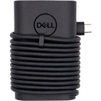 Black Dell Origin Storage FHYND power adapter with coiled cable and plug, 65W indoor use.