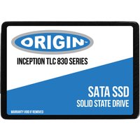 Black and white Origin Storage 250GB 2.5in SATA SSD with blue label and "Inception TLC 830 Series" text.
