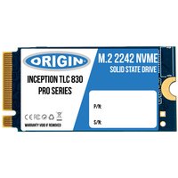 Blue and white Origin Storage Inception SSD 512GB NVMe M.2 42mm with branding and model details.