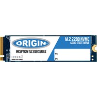 Blue and white Origin Storage 256GB M.2 NVMe PCIe 3.0 SSD with branding and technical details printed on the label.